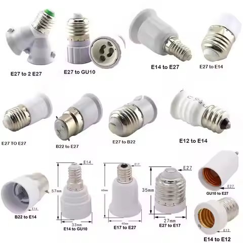 E27 e14 e12 to E27 E14 GU10 B22 e17 e12 Lamp Base LED Corn Bulb Light Holder Converter Socket AC pow