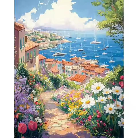 RUOPOTY Flower Path Diamond Painting Art Supplies Diy Idea Flower Full Round Diamond Art Painting Di