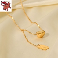 gold 916 original Malaysia chain for women necklace niche design Golden Bean lucky necklace simple n