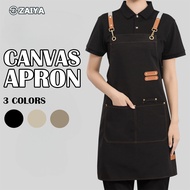 RIONA Apron Kanvas Tebal Kalis Air untuk Dapur Barista Apron Dapur Kalis Air