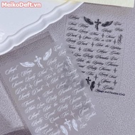 MeikoDeft 2PCS Angel Wings Nail Stiers Creative Letter Words Print Waterproof Nail Art Decals for Ho