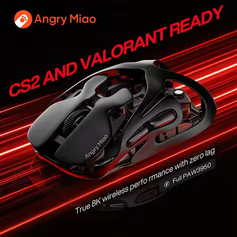 Angry Miao Infinity Gaming Wireless Mouse Metal Ultralight Hollow Hot-Swappable PAW3950 Dual 8K Wire