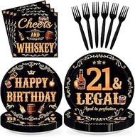 96Pcs 21 & Legal 21st Birthday Decorations Legal Whiskey Themed Birthday Party Plates Whiskey Aged T