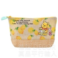 Japan Disney Pooh Bamboo Rattan Stitching Cosmetic Bag 1 Item (JP5726)