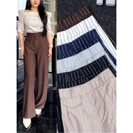 Oro Pants Stripe – Women's High Waist Casual Office Stylish Striped Culottes