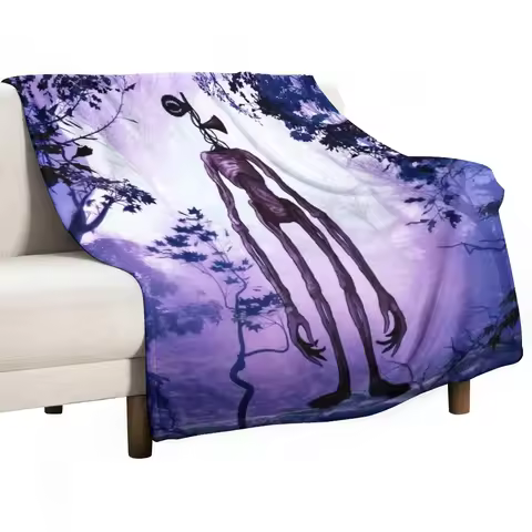 Siren head in purple horror background Throw Blanket fluffy blanket Blanket Sofa Flannel Fabric Thin