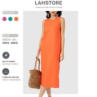 LAHSTORE straight linen dress Sleeveless Round neck, camisole with bow back DS02 (Orange, Pink, Mint