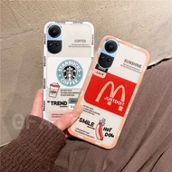 Phone Casing OPPO Reno10 / Reno 10 Pro / 10 Pro+ 5G New Soft Case Transparent Illustrator McDonald's Starbucks Shockproof Cover Handphone Case Oppo Reno10Pro+