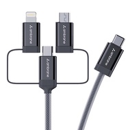 TRIO-15 Black 3 in 1 Type C Lightning and Micro USB Cable