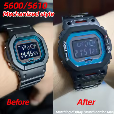 Mech Style Titanium Sandblasted Case 5600 5610 Mod Kit For Casio Watch Stainless Steel Metal Bezel D