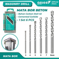 MATA ASTEEL Cemented Carbide Concrete Drill Bit Set 6pcs - Concrete Wall Drill Bit Set - Wall Drill 