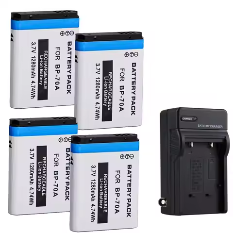 3.7V 1280mAH BP-70A Battery Suitable for Samsung Cameras ES65 ES70 ES75 ES80 PL80 PL90 PL110 PL20 PL