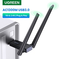 UGREEN Wifi Adapter with Amplifier 1300Mbps 5Ghz &amp; 2.4GHz Dual Band USB Wifi for Laptop Desktop USB Ethernet Adapter Network Card Wifi Dongle