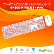 Xantri Wireless Keyboard + Mouse Set with USB 104 Keys Cute Pink TOSCA and Black