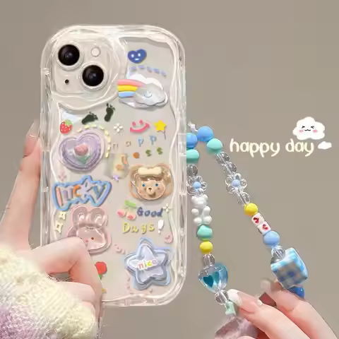 Clear 3D Bear Hang Case For OPPO Reno 7 4G 11 Pro 11F A78 A79 A38 A18 A58 A98 A57 A17 A16 A15 A60 A3