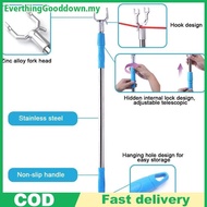 Ed Easy to Store Telescopic Stainless Steel Clothes Hanger Pole Retractable Laundry Drying Fork for 