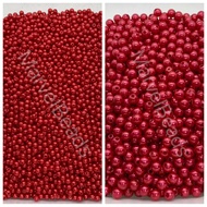 Crimson Red 20gm/pack Imitation Pearl round beads (DIY/embroidery/jahitan manik) Sold by MarvelBeads