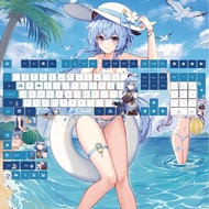 Ganyu Keycaps 120 Keys Cherry Profile PBT Wooting Aula F75 Mechanical Keycap Dye Sublimation Blue Wh