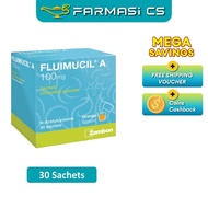 Fluimucil A 100mg ( N-Acetylcysteine ) Orange Flavours 30 sachets EXP:10/2026  [ kids granules powde