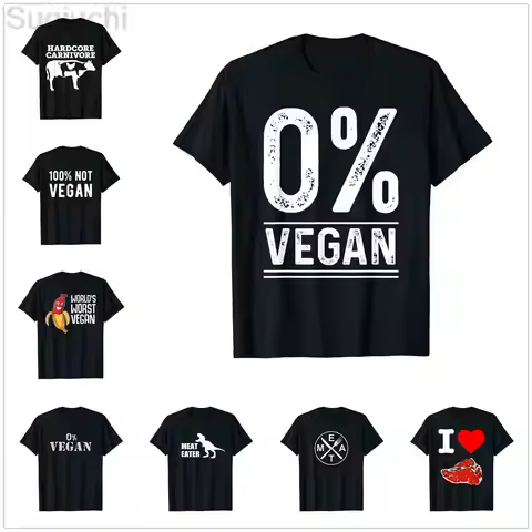 100% Cotton Zero Percent Vegan BBQ Carnivore Meat Eater Lover Awesome MEN WOMEN Hip Hop T Shirts Siz