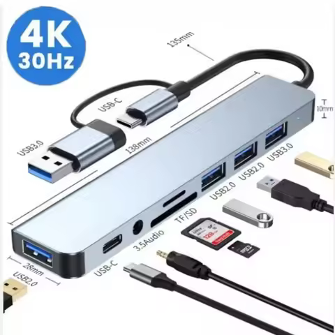 USB C Hub Type C 3.0 Adapter to 4K HDMI SD TF Card PD Fast Charge Splitter Docking Station Hub for P