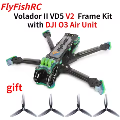 FlyFishRC VD5 V2 5 inch Deadcat FPV T700 5-inch frame kit compatible with DJI O3 air unit for FPV 4-