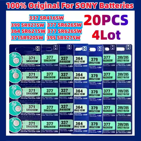 NEW 20pcs For Sony 337 SR416SW Silver Watch Battery 364 SR621SW 371 SR920SW 377 SR626SW 379 SR521SW 