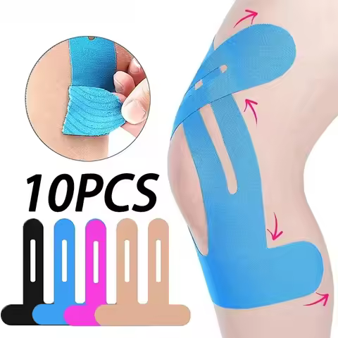 Knee Tape Elastic Adjustable Kinesiology Tape 10Pcs Pre-cut Knee Kinesiology Tape For Running Hiking