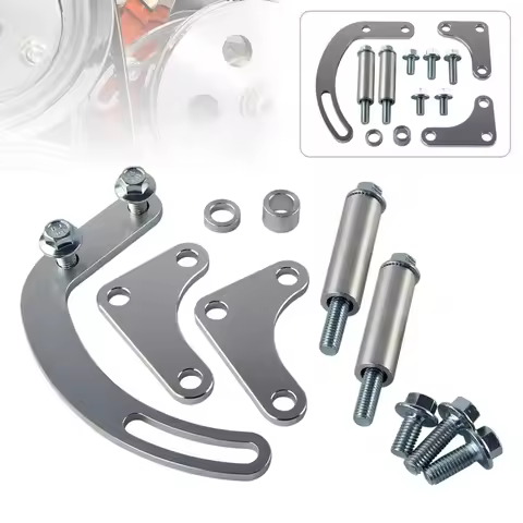 Steering Pump Bracket 350 V-Belt Slotted Adjustable LWP Billet Aluminum SBC Power For Small Block Ch