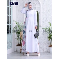 Baju Gamis Wanita Exe - Putih Kombinasi Batik