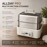 【FREE GIFT】ALLDAY PRO 1500W 全白钢多功能双层电蒸锅｜可火锅功能/ ALLDAY 1500W Stainless Steel  Multifunction Electric 