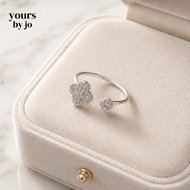 Yours by Jo S925 Sterling SIlver Clover Diamond Adjustable Ring