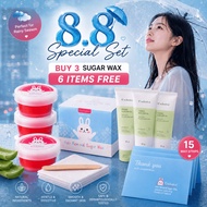 Exclusiva Sugar Wax 80g x 3 Jars Free 15 Sheets (Reusable) 3 Pieces Of Aloe Vera Gel 35g 3 Tubes