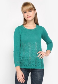 Mobile Power Ladies Sweater Nice Green Knitting Variation - Green MR303