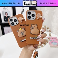 Samsung A02 A05 A05s A06 A12 A13 A14 A15 A16 4G 5G fon sarung capybara leather 3D wrist chain soft c