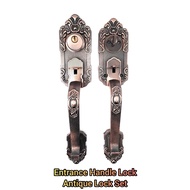 Antique Copper Main Wooden Door Entrance Handle Lock Set