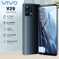 โทรศัพท์ VIVQ V29 5G เครื่องใหม่ 6.7 นิ้ว HD โทรศัพท์มือถือ RAM 16G + ROM 512G รองรับ 2 ซิม พิกเซลสูงมาก ชมภาพยนต์เกม เต็มหน้าจอรองรับลายนิ้วมือสมาร์ทโฟน โทรศัพท์มือถือราคาถูก โทรศัพท์ถูกๆ ออนไลน์ศึกษาการเล่นเกมโทรศัพท์ ชาร์จไว เมนูภาษาไทย