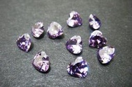 愛心形CZ鋯石(紫色)6x6mm 裸鑽/蘇聯鑽/半寶石/硞石/銀黏土用