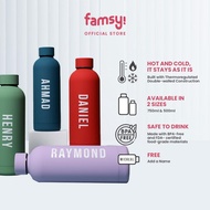 FAMSY Mizu Classic Bottle Collection Personalized Free Addname Top Selection For Gifting Thermo Bott