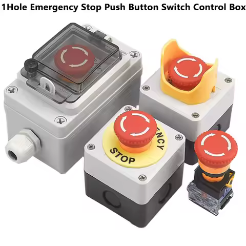 Emergency Stop Push Button Switch Control Box Elevator With Protection Cover Waterproof Enclosure 22