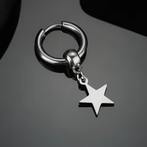 Silvery Stainless Steel Never Fade Star Charm Korean Drop Earring For Women Wedding Statement Jewelr