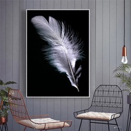 Canvas Art Canvas Feather Canvas Art Art Art White and Black Wall Art Painting Canvas Posters for Cuadros Living Room Home Decorative