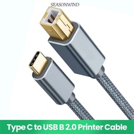 SEASONWIND USB C to USB B Cable Braided Cable 0.5m/1m/1.5m/2m/3m USB2.0 Female USB B 2.0 480Mbps Dat