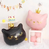 Liufenpu Gifts★31 inch Crown Kitten Balloon (Pink/Black)★((Ready Stock/Invoice) -Cat Balloon Crown C