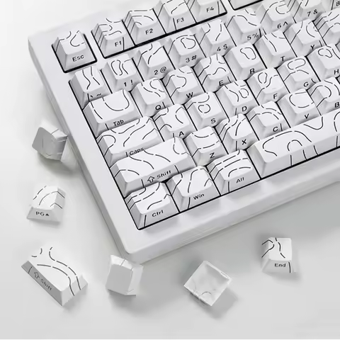 Contour 4.0 Side Engraved Keycap PBT Translucent 97 Key Gaming Mechanical Keyboard Key Cap White For