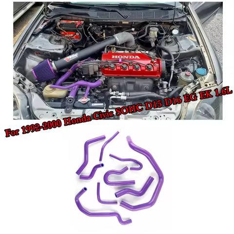 For 1992-2000 Honda Civic 1.6L SOHC D15 D16 EG EK Silicone Radiator Coolant Hoses Tubes Kit Piping 9