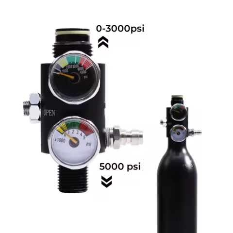 TUXING HPA Tank Regulator Valve M18*1.5 Thread 5000PSI Compressed Air Cylinder Adapter Output 0 to 3