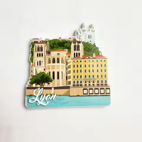Lyon Architectural Landmark3D3D Fridge Magnets France Travel Souvenirs Home Decoration Collectible G