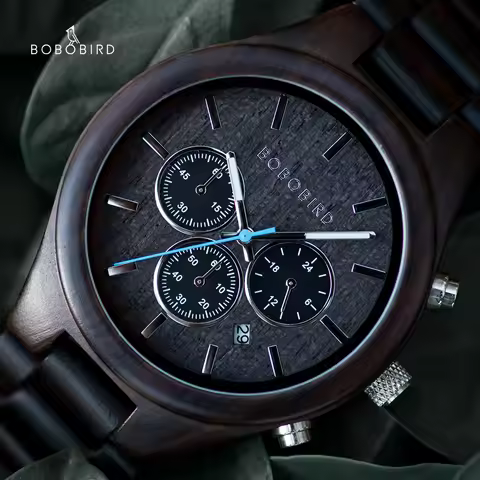 Chronograph Wristwatch BOBO BIRD Male Quartz Wooden Timepiece Auto Date Stopwatch Multifunctional re