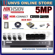 HIKVISION HIK 5MP HIK FULL Set 8-CHANNEL CCTV 8CH DVR UP TO 5MP DVR + CAM + CABLE + POWER + CONNECTE
